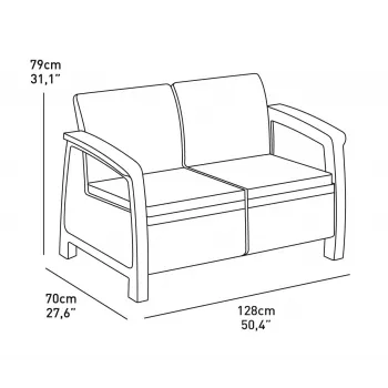 KETER trädgårdssoffa dubbel Corfu Love Seat brun