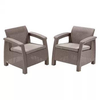 KETER trädgårdsstolar Corfu Duo set beige