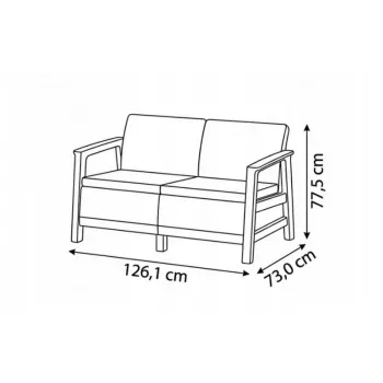 KETER trädgårdssoffa tvåsits Scandi Linea 2-sits soffa kiselgrå/ljusbeige