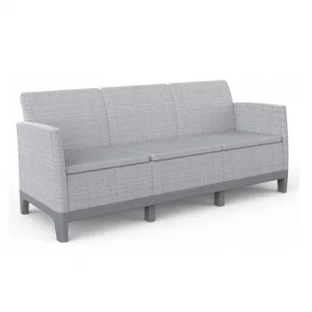 KETER trädgårdssoffa tvåsits Scandi Form 3-sits soffa ljusgrå/mörk stålgrå