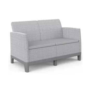 KETER trädgårdssoffa tvåsits Scandi Form 2-sits soffa ljusgrå/mörk stålgrå