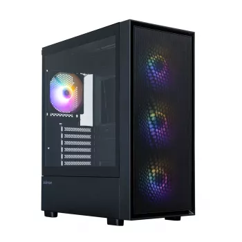Zalman S6 ATX Mid Tower PC-chassi, 3 x 140mm + 1 x 120mm Fixed RGB-fläktar, härdat glas, svart