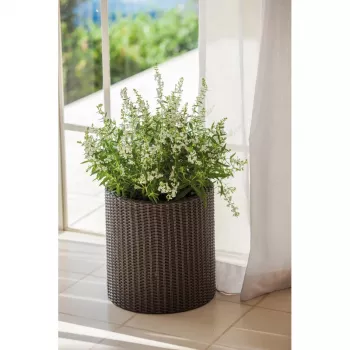 KETER blomkruka liten cylindrisk planteringskruka brun