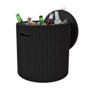 KETER trädgårdsbord/förvaringslåda Cool Stool brun