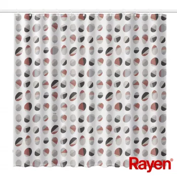 RAYEN duschdraperi 180x200 cm vit/ribbad, PEVA