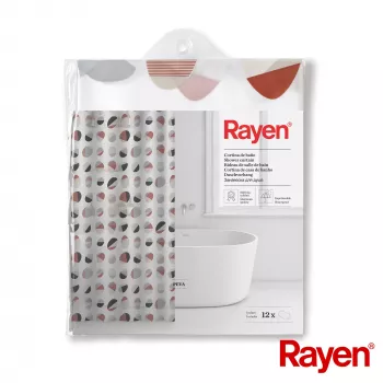 RAYEN duschdraperi 180x200 cm vit/ribbad, PEVA