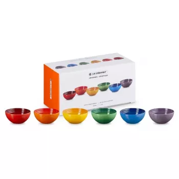 LE CREUSET set med 6 stengodsskålar 330ml i olika färger