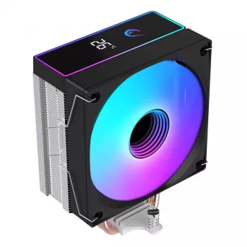 Rampage Octagon B70 CPU-luftkylare, 120 mm ARGB, temperaturdisplay, svart