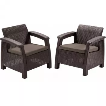 KETER trädgårdsstolar Corfu Duo set brun