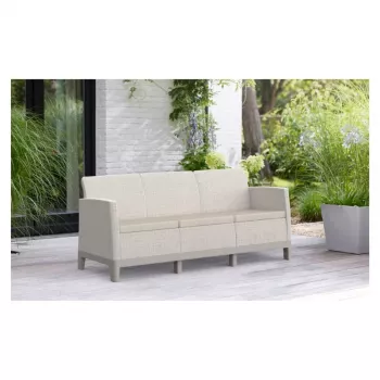 KETER trädgårdssoffa tvåsits Scandi Form 3-sits soffa kiselgrå/ljusbeige