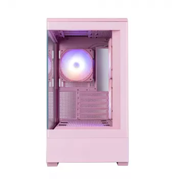 Zalman P30 V2, mATX mini tower PC-chassi, 3 x 120 mm ARGB-fläktar, rosa