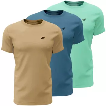 Herr T-shirt 4F M4481 3-pack beige, blå, mint 4FWSS26TTSHM4481 91S XL