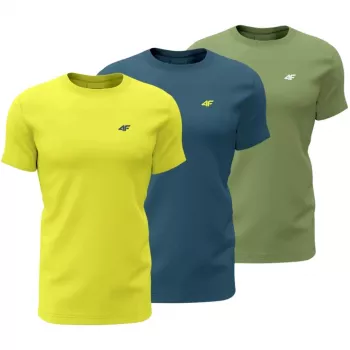 Herr T-shirt 4F M4217 3-pack gul, blå, grön 4FWSS26TTSHM4217 90S M