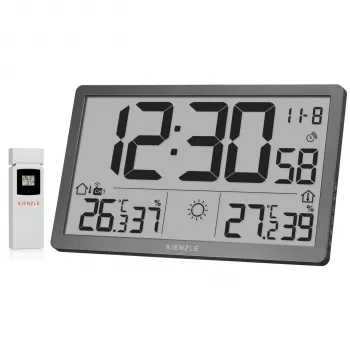 KIENZLE Jumbo NEO LCD väder väggklocka grå