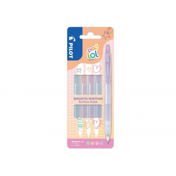PILOT pop'lol gelpennset pastell 0,4 mm, olika färger, 4 pennor (BL-PL-7-KUV/P/O/G-S4P)