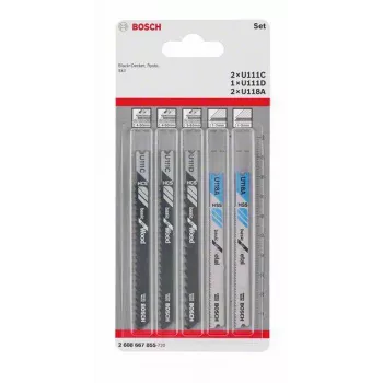 Bosch Accessories 2608667855 sticksågbladsset Basic för trä och metall, 5-delat, universalskaft