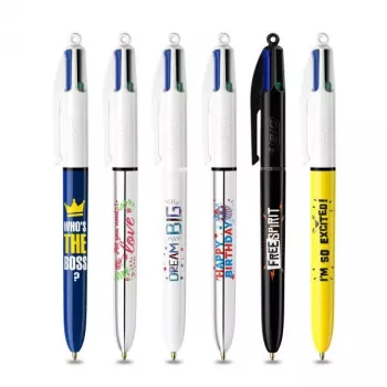 BIC 4 Colours kulspetspenna 6-pack, blått skaft, 4 bläckfärger (blå, röd, grön, svart), 1,0 mm medelspets 9926071