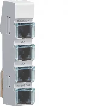 Hager LMN bussmodul, 4x RJ12-uttag, passiv, utan strömförsörjning ZZ12LMN04P