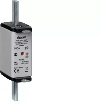 HAGER LNH1100MK NH1C 100A 500V gG säkringsinsats med toppindikator, ej frånskiljbar