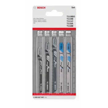 Bosch Accessories 2608667857 sticksågbladsset trä och metall Basic, 5-delar, T-fäste