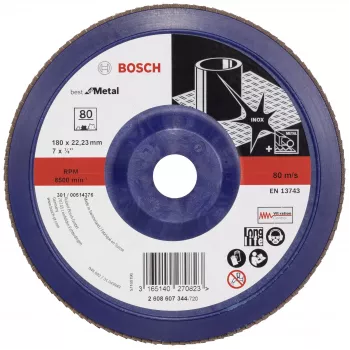 Bosch X571 Best for Metal lamellslipskiva 180 mm, P40, zirkonkorund, 22,23 mm borrhål 2608607344