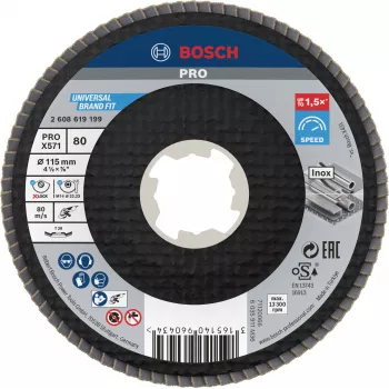 Bosch Accessories 2608619199 X-LOCK lamellslipskiva 115 mm korn 80 zirkoniumkorund konisk typ 29 för metall, 1 st