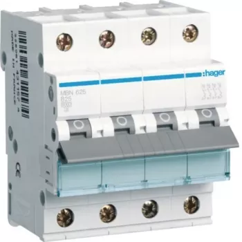 Hager MBN625 3P+N B-karakteristik 25A 6kA dvärgbrytare