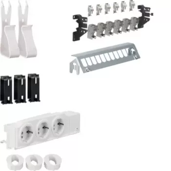 HAGER UM00M1 multimediafördelarset med 3 schuko-uttag och 12 RJ45 Cat.6 patch-portar, 24 TE
