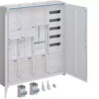 HAGER ZB34SEQ29EN univers Z komplettskåp, 2 mätarplatser, 3 fält, 5 rader, 180 moduler, IP44, vit