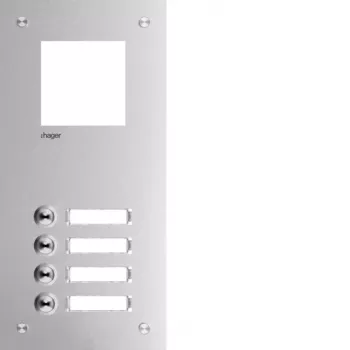 Hager RTQ104X porttelefonfrontplatta, 4 knappar, aluminium