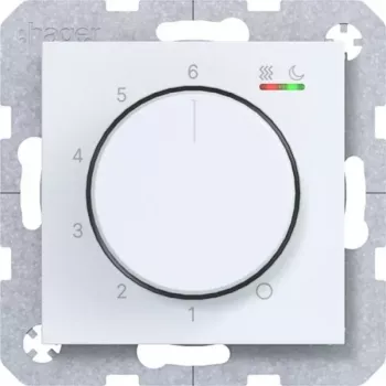 Hager WAN5011WM rumstermostat 230V 15W vrid-/tryckknapp värme/kyla polarvit