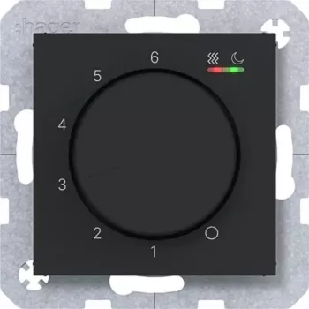 HAGER WAN5010BM rumstermostat 230V 16A vrid-/knappmanövrering värme