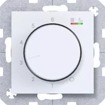 HAGER WAN5010WM rumstermostat 230V/16A vrid-/tryckknapp för värme