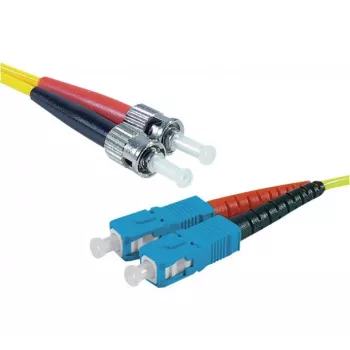 Exertis Connect ST/UPC till SC/UPC singelmode duplex fiberoptisk patchkabel, 2 m, OS2, LSZH, gul 392882