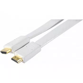EXERTIS CONNECT High Speed HDMI flatkabel, förgyllda kontakter, HDMI typ A kontakt till typ A kontakt, vit, 1,8 m 128312