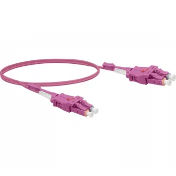 EXERTIS CONNECT Uniboot fiberoptisk patchkabel, OM4 50/125 µm, LC duplex till LC duplex, UPC, erika violett, 10 m 392956