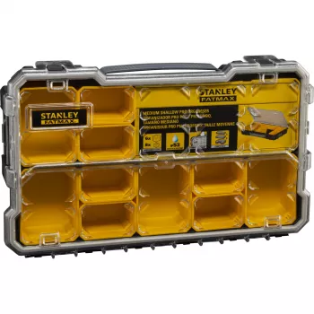 Stanley FatMax Pro-Stack smådelsorganizer med 10 uttagbara behållare, svart/gul