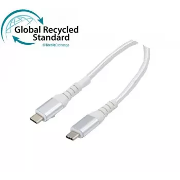 Exertis Connect USB 3.2 Gen 2-kabel, 100W, USB-C till USB-C, GRS, vit, 1,0 m (532558)