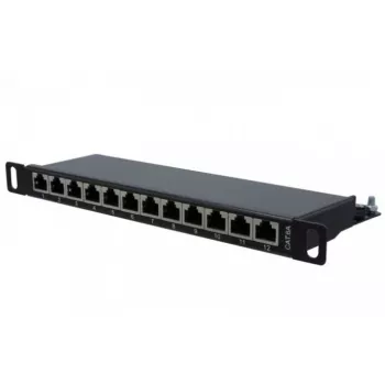EXERTIS CONNECT Cat. 6A STP 10 inch 0,5U 12-portars patchpanel, svart 257312