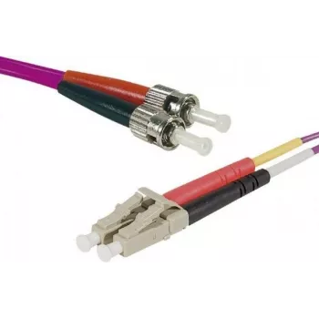EXERTIS CONNECT Eco OM4 fiberoptisk patchkabel LC duplex till ST duplex, 50/125 µm, erika violett, 1,0 m, UPC-polering 392791
