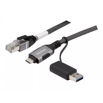Dexlan USB Gigabit Ethernet-nätverkskabel, USB C/A till RJ45, 2,0 m (310702)