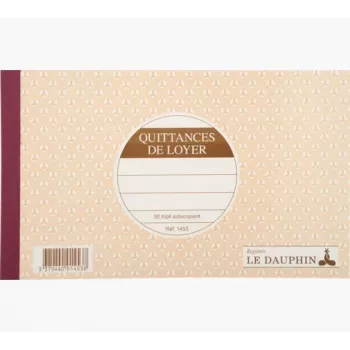 Le Dauphin hyreskvittoblock, 125 x 210 mm, 2-delat, självkopierande, 50 set, vit (1453D)