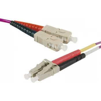 EXERTIS CONNECT fiberoptisk patchkabel Eco, 50/125 µm, OM4-fiber, SC duplex kontakt/LC duplex kontakt, erika violett, 3,0 m UPC UPC-slipning (392803)