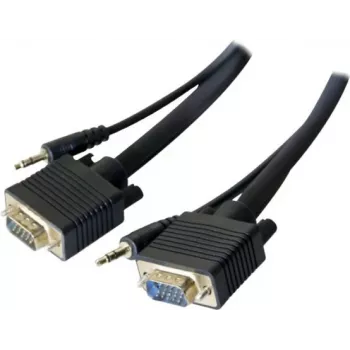 EXERTIS CONNECT S-VGA-monitorkabel med ljud, 15-polig HD D-Sub kontakt till kontakt, 5,0 m, svart 137221