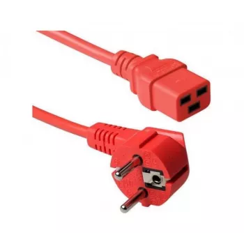 Exertis Connect 16 A vinklad Schuko-till-rak C19-nätkabel, röd, 2 m 640055
