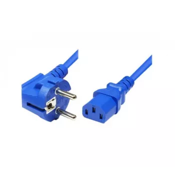 Exertis Connect nätkabel, vinklad Schuko-kontakt till IEC C13-uttag, blå, 5,0 m (808017)