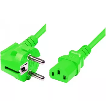 Exertis Connect nätkabel, vinklad Schuko-kontakt till IEC C13-uttag, grön, 1,8 m (808016)