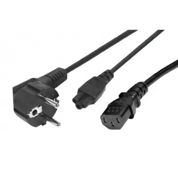 Exertis Connect nätkabel-splitter - CEE 7/7-kontakt till IEC C5 & C13-uttag, 10A 250V, 1,2 m huvudkabel / 0,6 m förgreningar, svart 808411