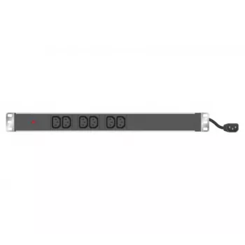 EXERTIS CONNECT 19 inch 1U 6-fack C13 PDU, aluminiumhölje, 2,5 m Schuko-kabel, RAL 9005 svart (808900)