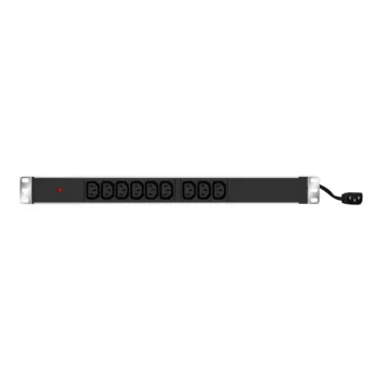 EXERTIS CONNECT 19 inch 1U 9-fack IEC C13 PDU, aluminiumhölje, 2,5 m kabel, svart 808901